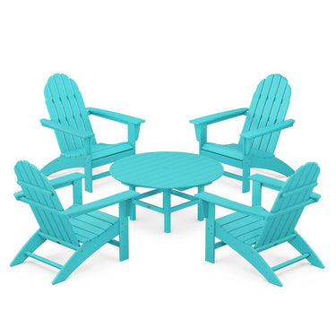 POLYWOOD Vineyard 5-Piece Adirondack Chair Conversation Set - Aruba